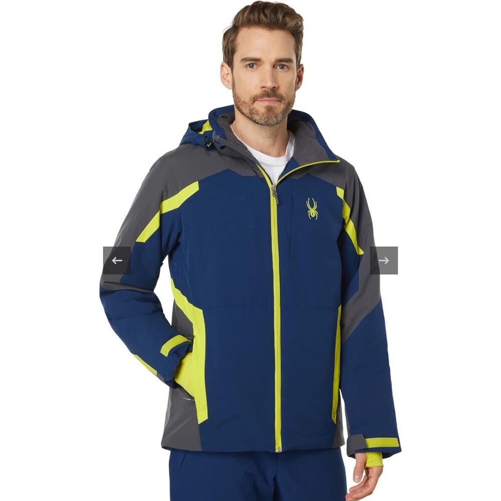 Spyder Blue and Gray Ski Jacket with Yellow Accents